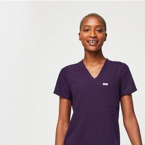 Figs Catarina One Pocket Scrub Top in Deep Purple